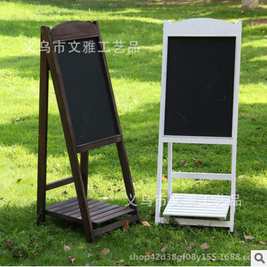 Retro vertical flower shelf blackboard shop small blackboard shop advertising wedding props solid wood Yang
