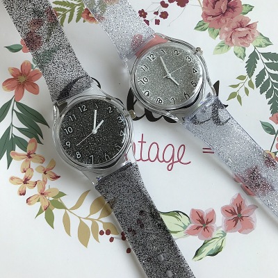 Limited special silicone watch female students fashion trend small fresh powder powder transparent and simple female table