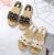 2019 Summer New Hollow Non-Slip Breathable Wheat Pattern Flat Slippers with Diamond Open Sandals for Women