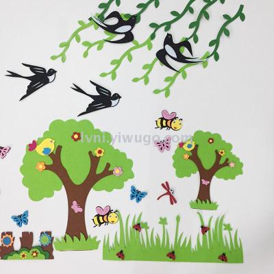 Non-woven preschool education decoration environment wall decoration spring combination swallows wicker boys and girls