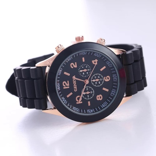 three-eye six-needle silicone quartz watch ultra-thin student couple large dial simple women‘s watch waterproof personality element watch