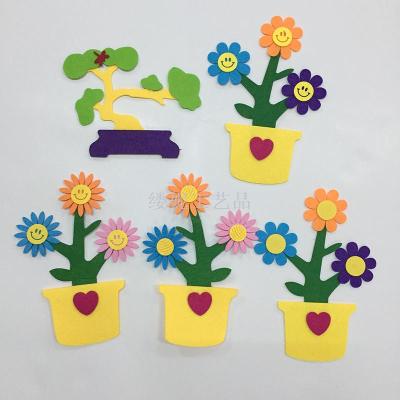 Nonwovens Kindergarten Preschool wall environment decoration welcoming smiley face potted