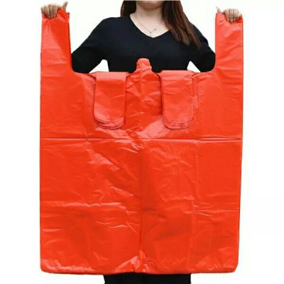 Large Plastic Bag Oversized Red Thick Vest Bag Clothing Packing Bag Vest Bag Portable 65 ''90