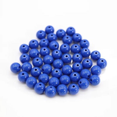 8# round bead blue porcelain