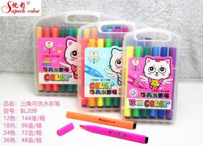 Factory shop bl209-12 color --36 color high quality triangle washable watercolor pen children's art color pen