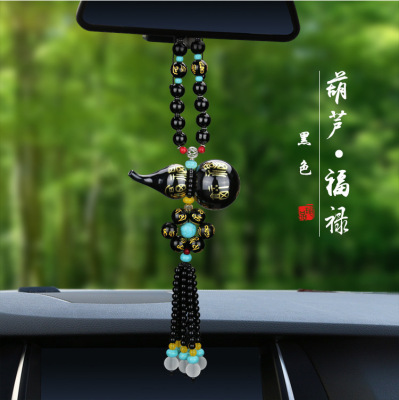Automotive perfume jinfu gourd pendant car obsidian black and white gourd pendant crystal car pendant wholesale