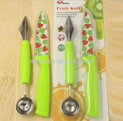 New wholesale printing braided handle fruit knife excavator stainless steel fruit knife zhengjie hardware supply