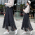 Ins super fire skirt, fairy skirt, high waist, long a-line skirt, Hong Kong style, beaded gauze skirt, soft mesh skirt