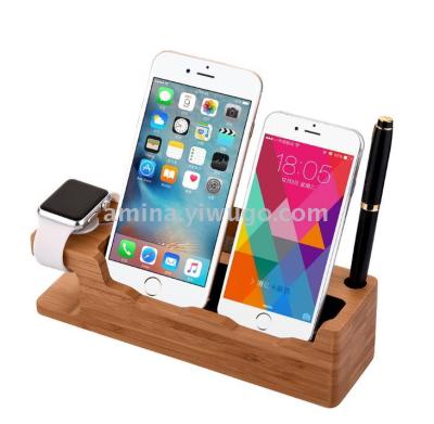 Creative watch bamboo bedside table bracket base multi-functional double mobile phone lazy bracket