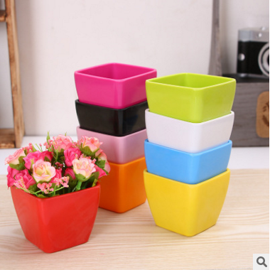 Colorful creative succulent flower pot Colorful small square basin flower pot plastic square home decoration