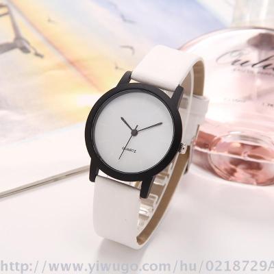 New black leather strap nail fashion men's and women's watches