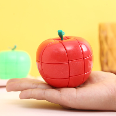 Yongjun Genuine Factory Direct Sales Creative Strange Shape Red Apple Third-Order Solid Color Rubik's Cube Children's Educational Toys Wholesale