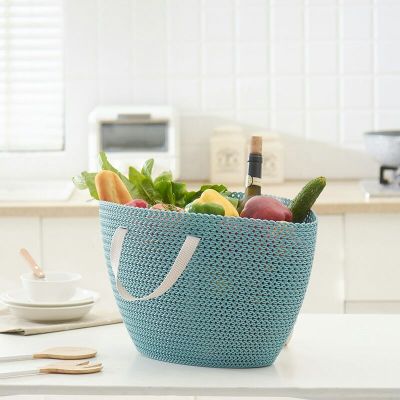 H01-1277 New Rattan Storage Basket Fashion Shopping Basket Imitation Rattan Plastic