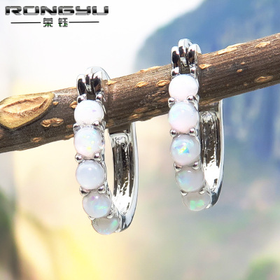 Rongyu Wish Hot Sale at AliExpress European and American Fashion Imitation Opal Earring Clasp Opal Ear Rings