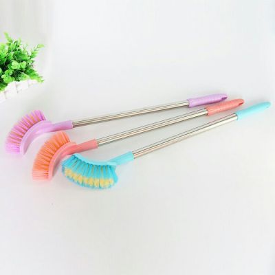 Q07-3631-1 Plastic Wooden Handle Square Head Sanitary Brush Color Mixed Toilet Brush Cleaning Brush