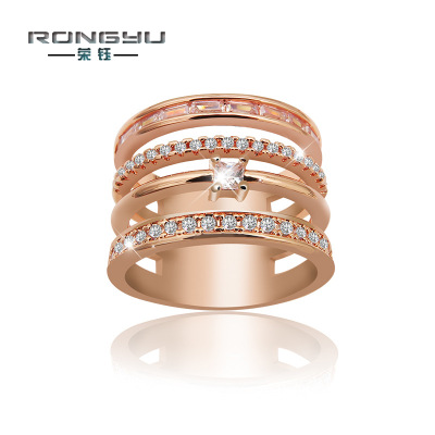 Rongyu EBay Amazon European and American Style New Product Creative Bracelet High-End Multi-Layer Micro Inlaid Zircon Luxury Copper Ring