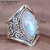 Rongyu Wish Hot Sale New Pang Ke Style Exaggerated Hand Jewelry Wholesale European and American Retro Moonstone Marcasite Ring