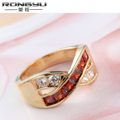 Rongyu wishes to sell the new hot zircon ring Europe and America popular men and women hot style ring manufacturers wholesale