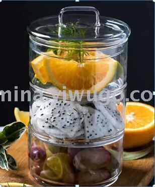 Creative glass bowl with cover can make fruit salad dessert bowl transparent