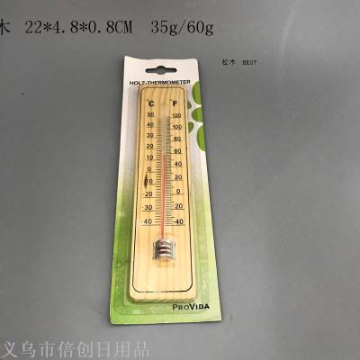 Square Head Pine Thermometer Indoor and Outdoor Glass Thermometer Wooden Thermometer Wholesale Large Quantity Congyou