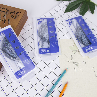 Cartoon students set ruler creative stationery simple classic transparent ruler set for students learning appliances