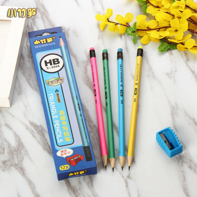 Slender Bamboo Shoot Pencil Wholesale HB12 PCs Pearlescent Lacquer Pencil Customized Non-Toxic Rounded Rod Student Children's Pencil