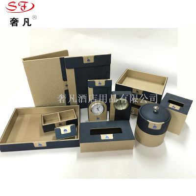 The factory wholesales and customizes the hotel room supplies leather goods leather hotel service guide book clip.