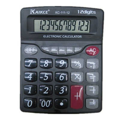 Factory Supply Financial Office Computer Black Large Screen Display 12-Digit Calculator Kc-111-12