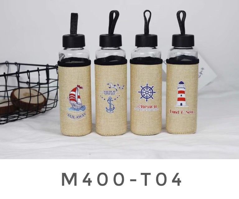 玻璃杯，外套麻布套，防烫时尚杯，方便携带。