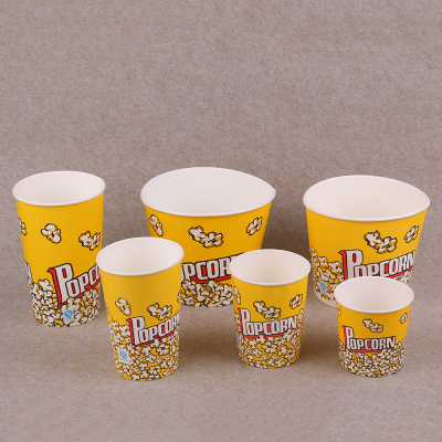 Movie theaters use disposable paper packaging for commercial popcorn cups