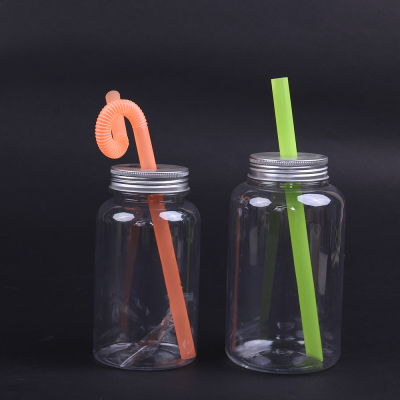 The Disposable thickened fruit juice tea with straw packaging packaging plastic bottles