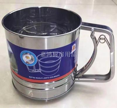 Baking Stainless Steel Shaker Sieve Cup Mesh Crank Flour Sifter with Measuring Scale Mark for Flour Icing Sugar 