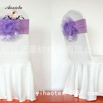 Hot Sale Recommended Snow Yarn Elastic Bandage Flower Chair with Hotel Dining Table Wedding Chair Cover Special Fashion Leisure Chair Belt