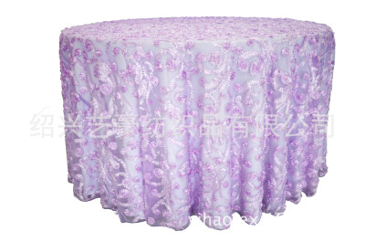 Purple Mesh Applique Tablecloth Hotel Restaurant round Stretch Banquet Tablecloth