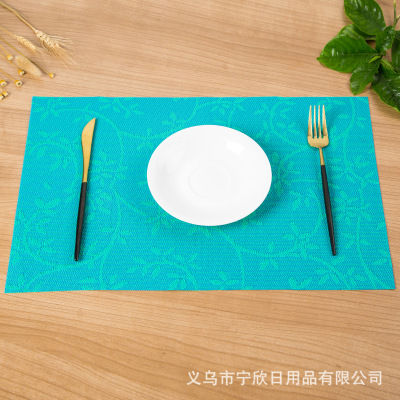 New tesla Lin meal mat grass jacquard cup mat washable European PVC western meal mat non-slip pad a substitute