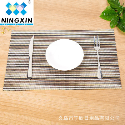 Environment-friendly PVC western food pad with dense color stripe pattern hotel classic western non-slip cup pad European food pad