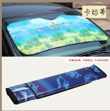 Car color picture sun shield double-sided bubble Car landscape sun shield front sun shield 130*60CM