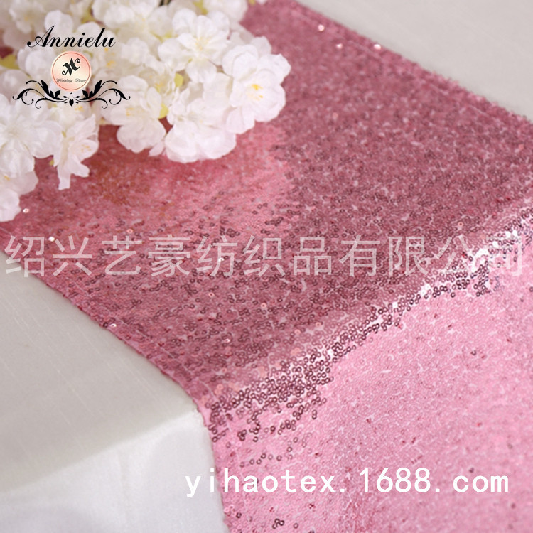 热销新款金片绣花桌旗 婚庆宴会酒店用桌布 婚庆台布椅套酒店装饰