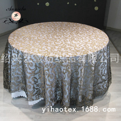 Hot-Selling Organza Embroidered Tablecloth Fashion Jacquard Embroidered Fabric Hotel Wedding Decoration Cloth Banquet Tablecloth