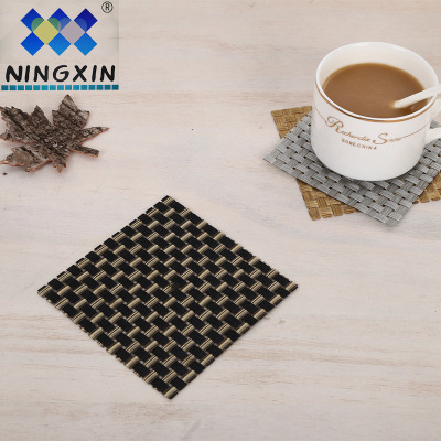 Simple all-in-one dining table heat insulation mat cup cushion hotel PVC woven non-slip easy to wash and quick dry square cup cushion