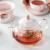 Ceramic Nordic marble flower tea set with glass flower tea pot