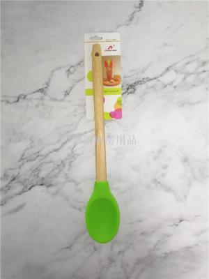 Wood handle Silicone Spoon bakeware tool cream spoon