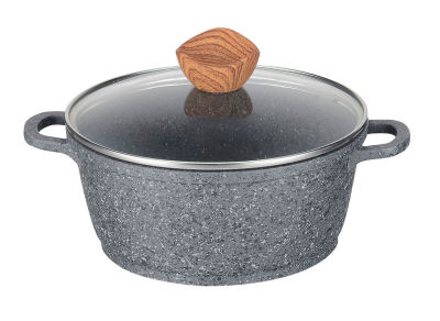 MGC die-cast aluminum classic granite stone coated wooden handle with induction bottom pot soup pot cooker non-stick pot