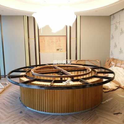 Zhenjiang hotel hotel box solid wood electric dining table and chair remote control electric marble table custom
