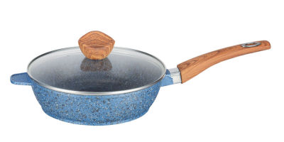 MGC die-cast aluminum classic granite stone coated wooden handle with induction bottom pan deep frying pan non-stick