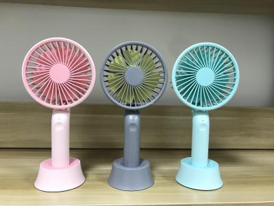 Cartoon USB small fan ABS handheld charging mute with base office outdoor desktop portable