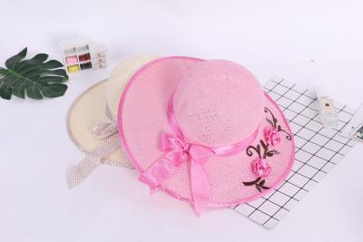 Straw hat bow top beach sun sun block ladies hat