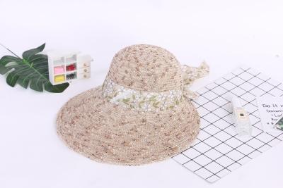 Straw hat bow top beach sun sun block ladies hat