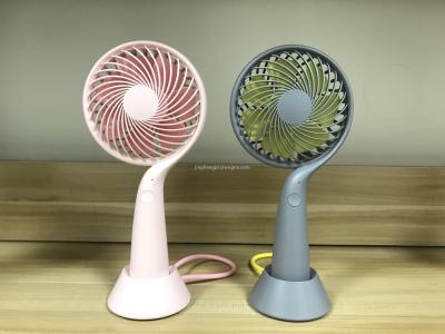 Cartoon USB small fan with base ABS handheld charging mute office outdoor desktop portable