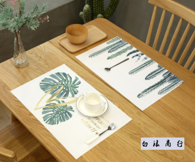 Creative New Plant Printing Table Mat Household Insulation Ins Nordic Placemat Teslin PVC Heat Proof Mat